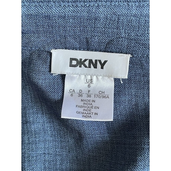 DKNY Denim Blue Long Sleeve Belted Midi Shirtdress Cotton Robe Dress Size 6 - Picture 5 of 6